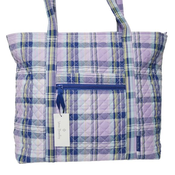 Vera Bradley Small Vera Tote Quilted in Amethyst Plaid Travel Shoulder Bag NWT - Picture 8 of 10
